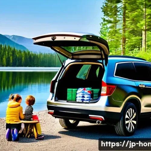 혼다 파일럿과 혼다 패스포트의 차이 - **Prompt for Honda Pilot: Family Camping Adventure**
    "A heartwarming scene depicting a happy, mu...
