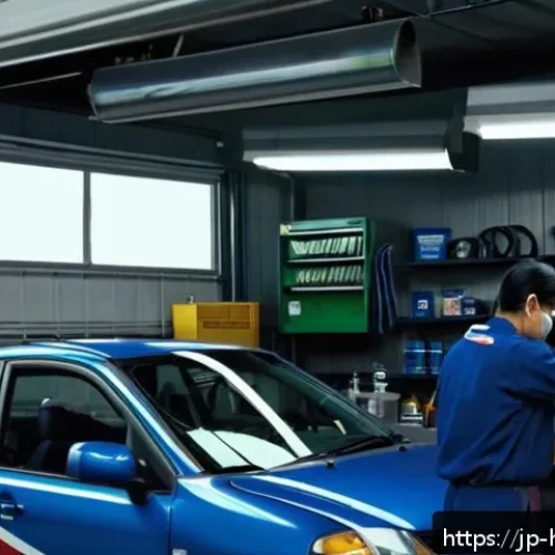 혼다 시빅의 유지보수 비용 - A detailed, realistic scene of a Japanese Honda Civic undergoing routine maintenance in a clean, wel...