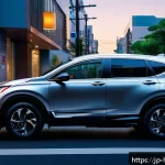 혼다 CR V 플러그인 하이브리드 출시 가능성 - A sleek, modern Honda CR-V PHEV parked on a vibrant Japanese city street at dusk, showcasing sharp, ...