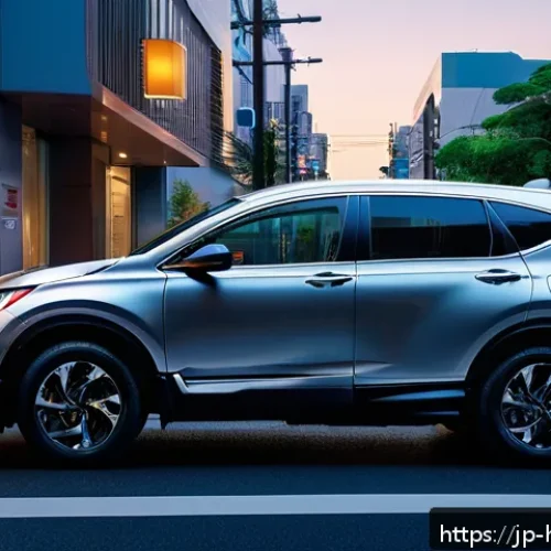 혼다 CR V 플러그인 하이브리드 출시 가능성 - A sleek, modern Honda CR-V PHEV parked on a vibrant Japanese city street at dusk, showcasing sharp, ...
